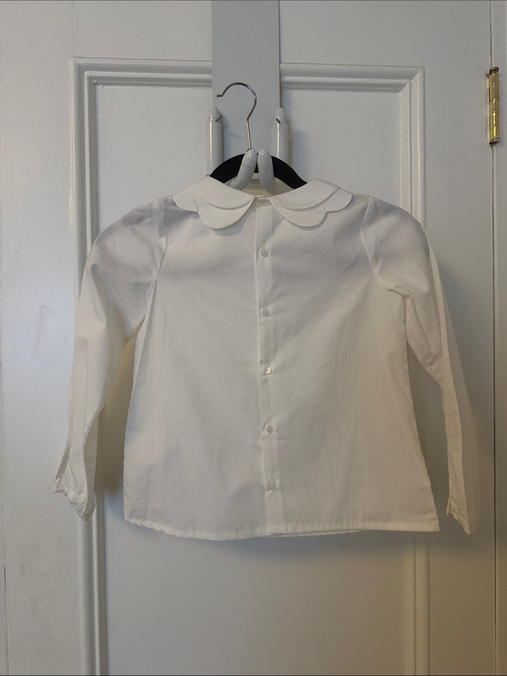 Jacadi White Peter Pan Collar Long-Sleeve Blouse - Picture 6 of 7